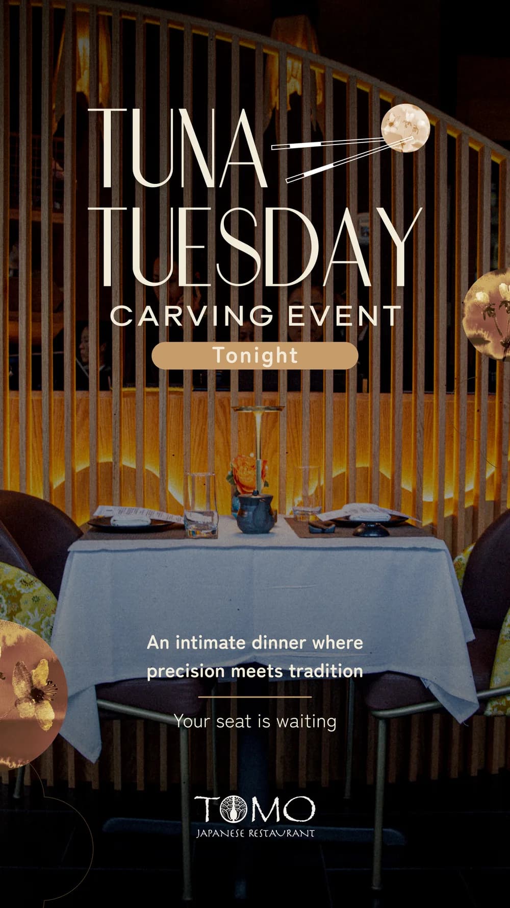 Tuna Tuesday flyer announcing the carving event for that night