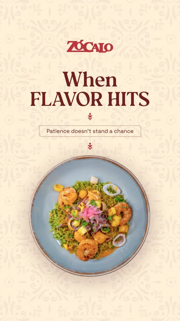 Zócalo Instagram story: When Flavor Hits — restaurant content creation by Resto Experience