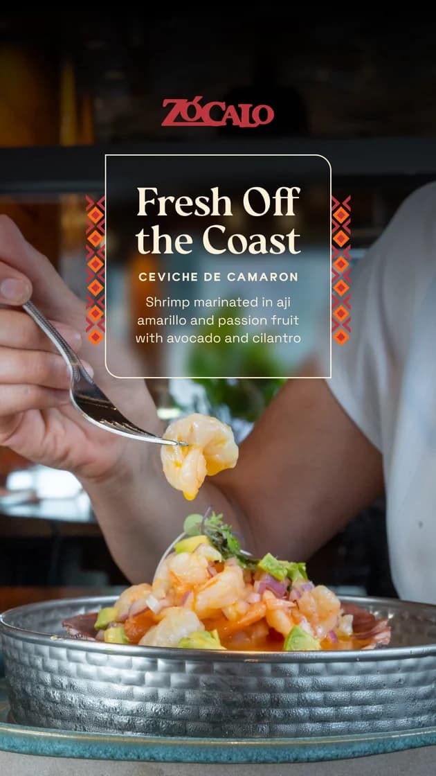 Zócalo Instagram story: Fresh Off the Coast ceviche — restaurant content creation by Resto Experience