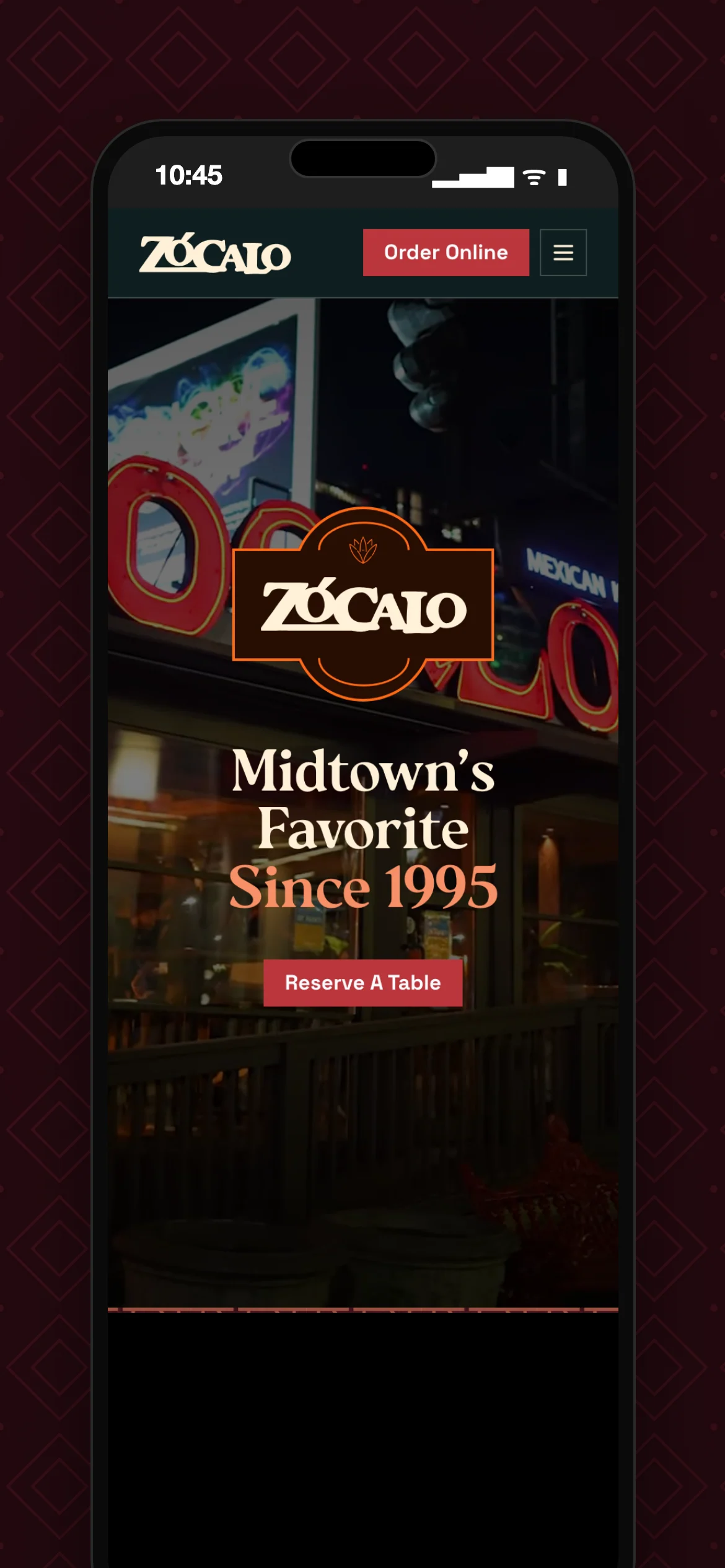 eatzocalo.com on mobile — restaurant website design by Resto Experience
